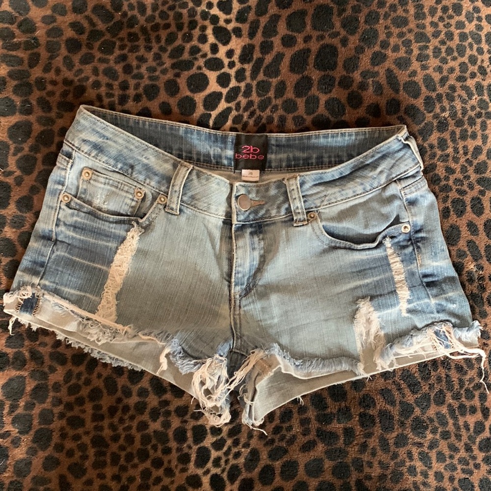 2b Bebe Distressed Denim Shorts